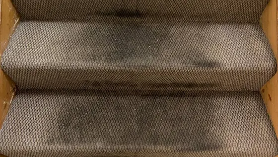 very dirty stair carpet