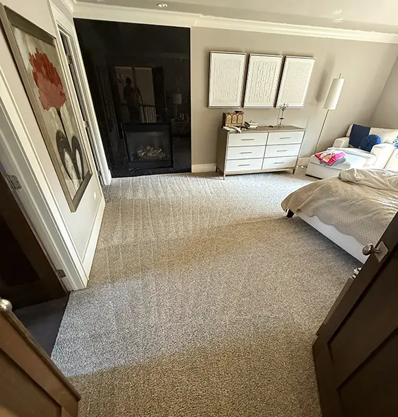picture showing carpets just cleaned in a room
