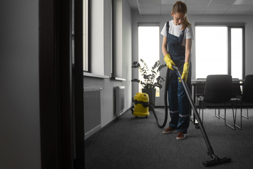 woman cleaning carpets